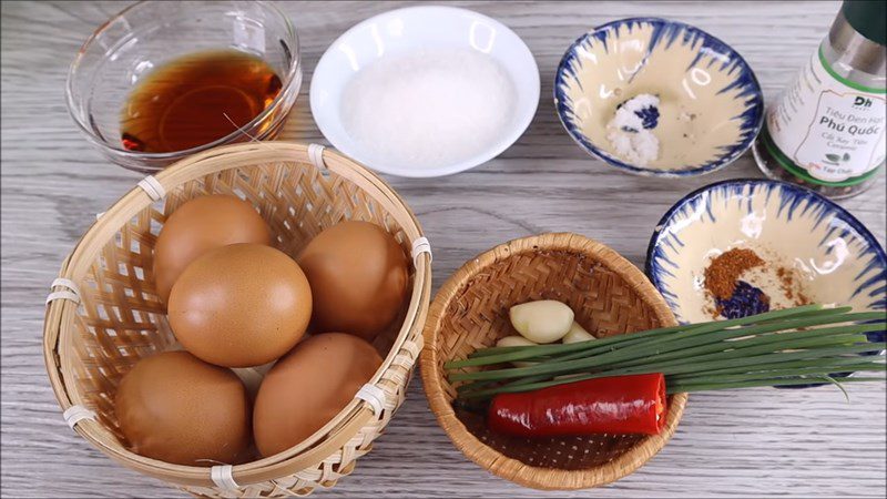 Ingredients for the dish fried eggs with fish sauce and soy sauce