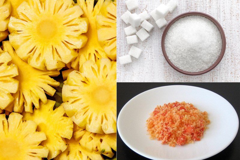 Ingredients for dried pineapple with chili salt