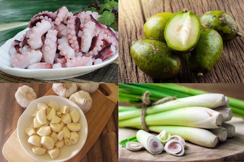 Ingredients for Thai-style octopus salad