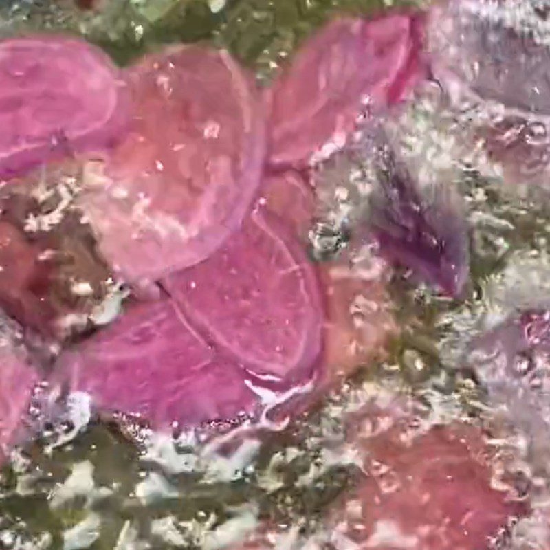 Step 1 Frying purple sweet potato Purple sweet potato coated with butter and sugar (Recipe shared from Tiktok Cooking with TasteVN)