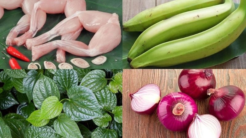 Ingredients for stir-fried frog with banana