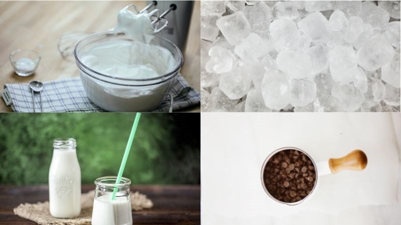 Ingredients for frappuccino dish