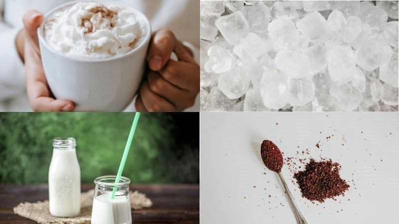 Ingredients for frappuccino dish