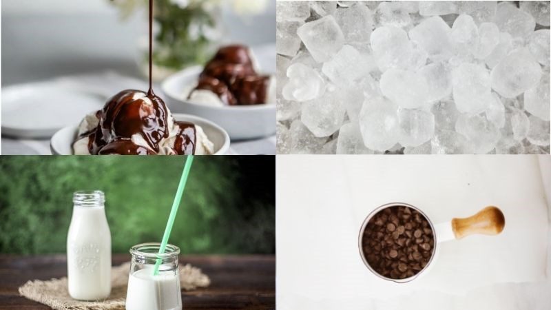 Ingredients for frappuccino