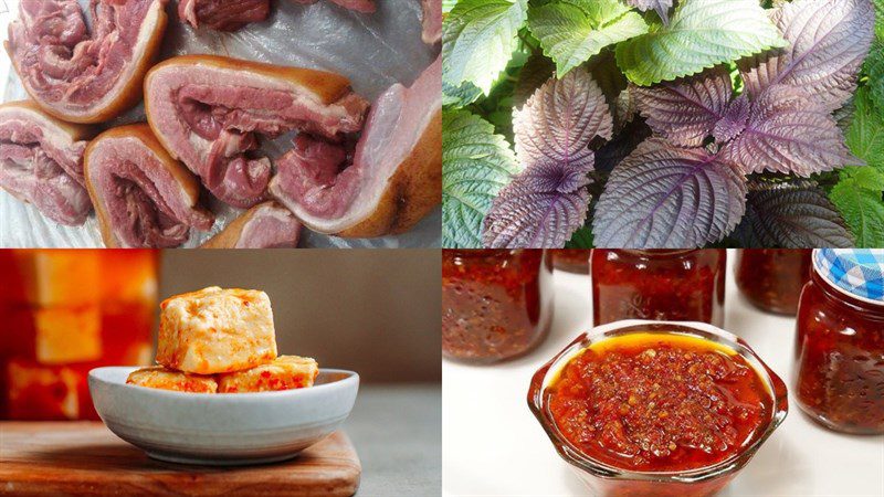 Ingredients for deer meat steamed with perilla leaves