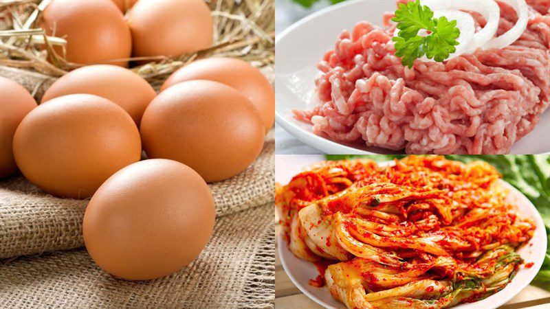 Ingredients for kimchi rolled omelet