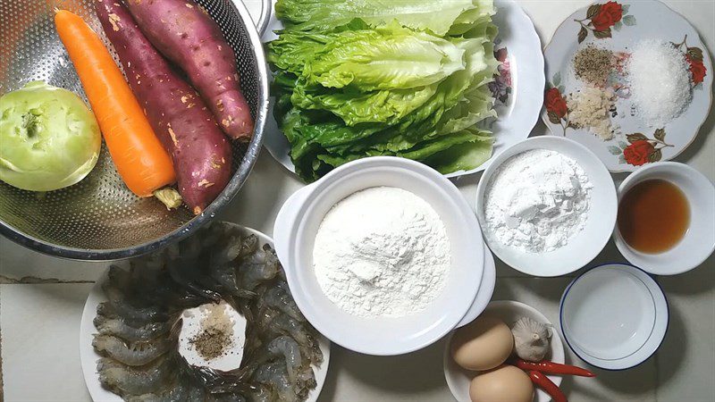 Ingredients for West Lake shrimp cakes