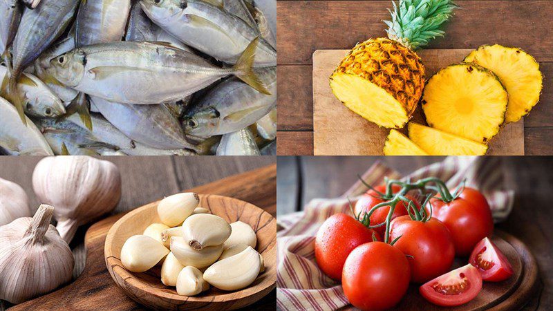 Ingredients for the dish 2 ways to make fried mackerel with garlic chili sauce and fried with tomato sauce