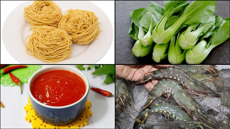 Ingredients for shrimp stir-fried noodles