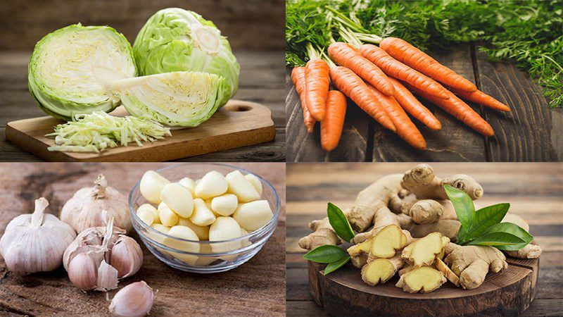 Ingredients for pickled cabbage dish