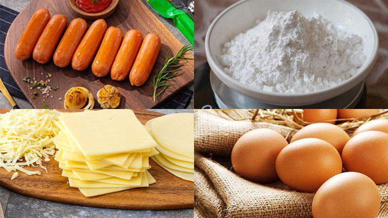 Ingredients for cheese wrapped sausages