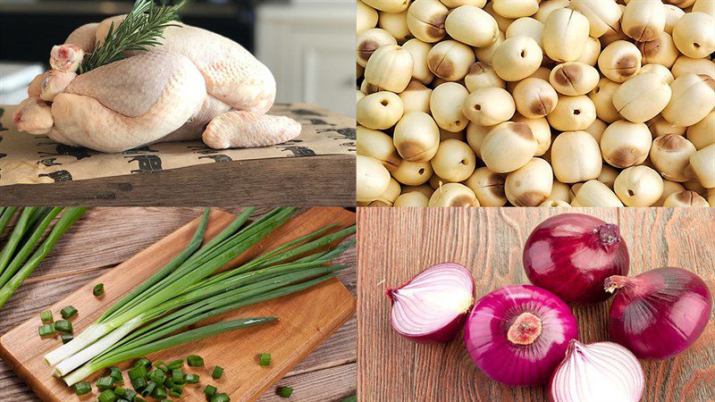 Ingredients for the dish how to cook chicken stew with lotus seeds