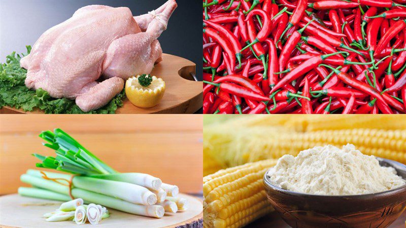 Ingredients for 3 ways to make Fried Chicken with Lemongrass and Chili