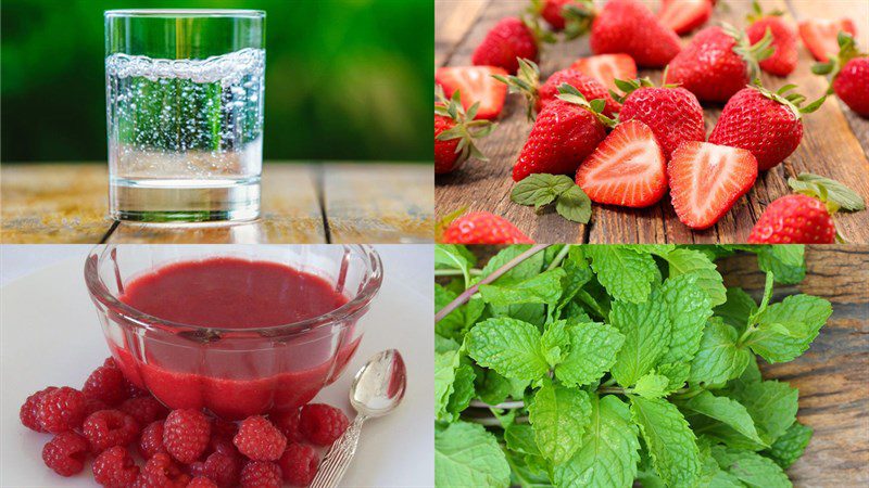 Ingredients for raspberry soda dish