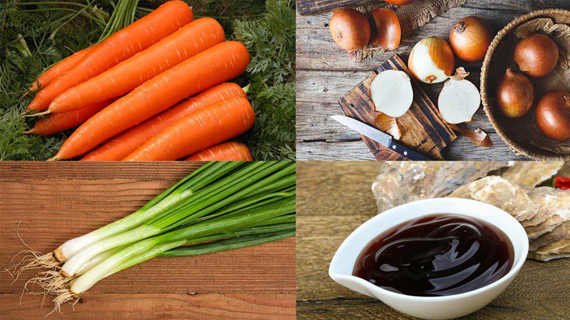 Ingredients for stir-fried carrots with onions