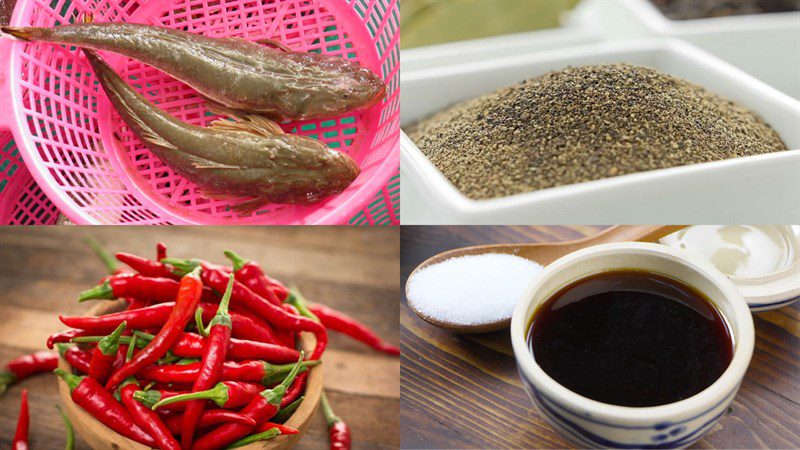 Ingredients for the dish of braised snakehead fish with pepper