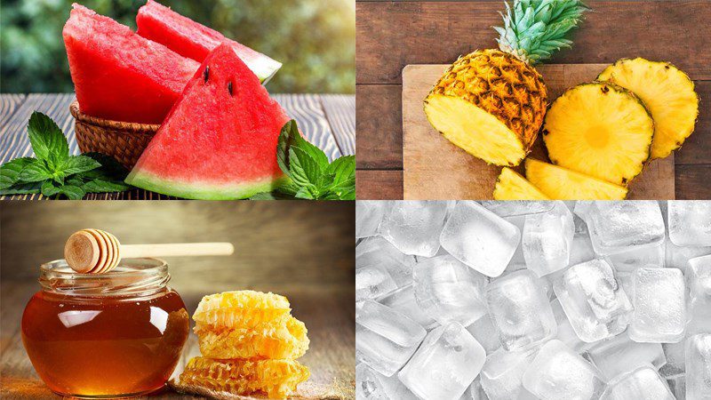 Ingredients for watermelon juice using a blender