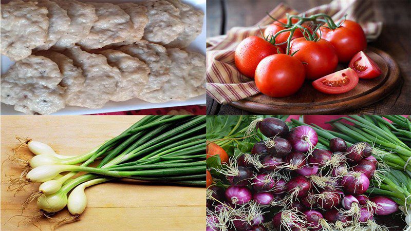 Ingredients for squid cake with tomato sauce