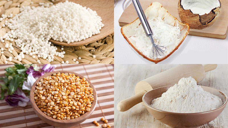 Ingredients for the dish of tapioca cake with mung bean filling