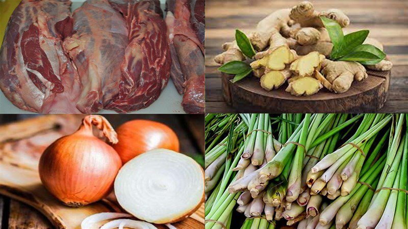 Ingredients for steamed beef shank with ginger