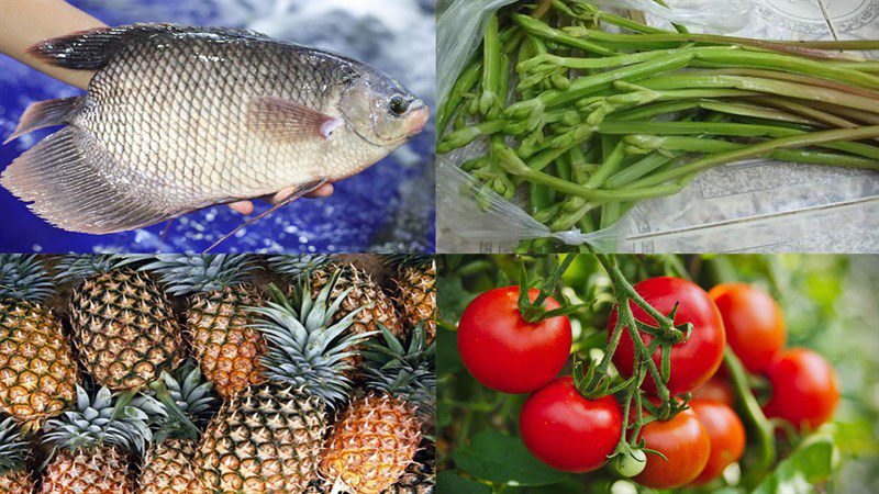 Ingredients for the dish of fried elephant ear fish cooked with sour soup