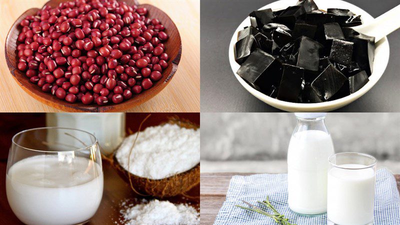 Ingredients for red bean jelly dish