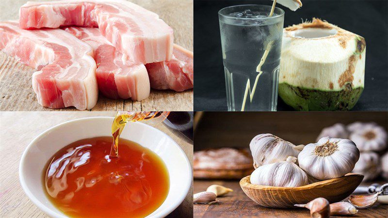Ingredients for coconut braised pork dish