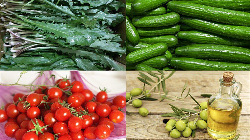 Ingredients for dandelion salad