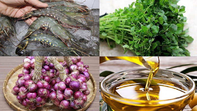 Ingredients for fresh shrimp watercress soup