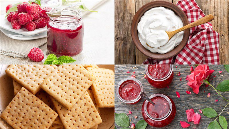 Ingredients for raspberry rose cheesecake