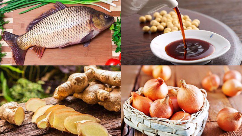 Ingredients for steamed carp with soy sauce