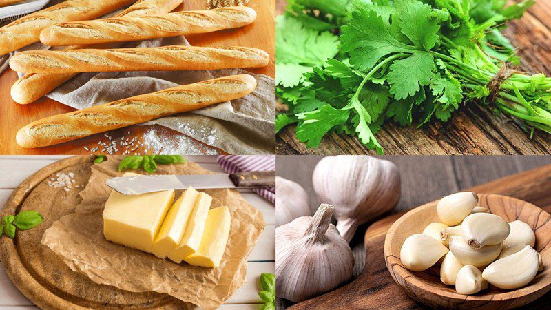 Ingredients for garlic butter bread in the microwave