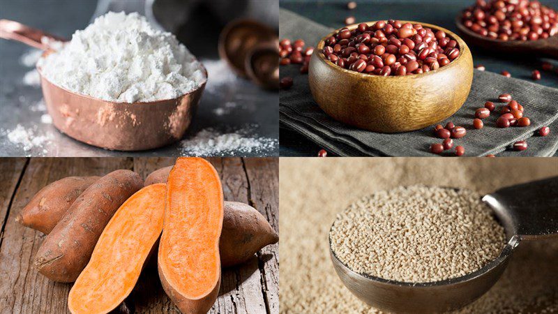 Ingredients for sweet potato buns with red bean filling