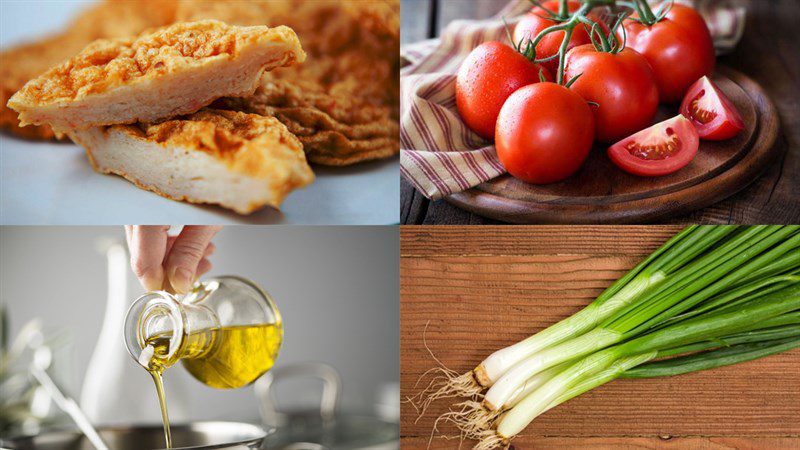 Ingredients for fish cake in tomato sauce