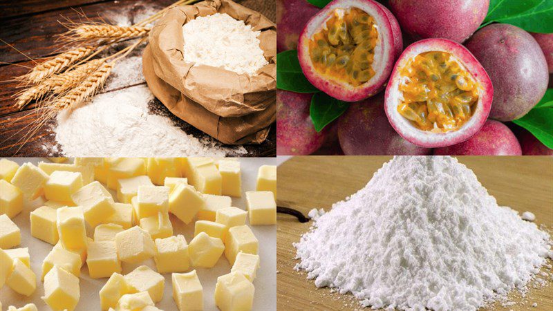 Ingredients for passion fruit cookies without baking