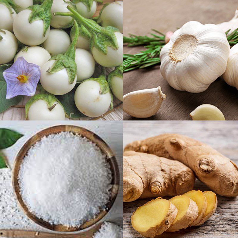 Ingredients for making sour and spicy pickled eggplant