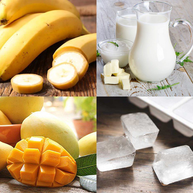 Ingredients for 4 smoothie recipes