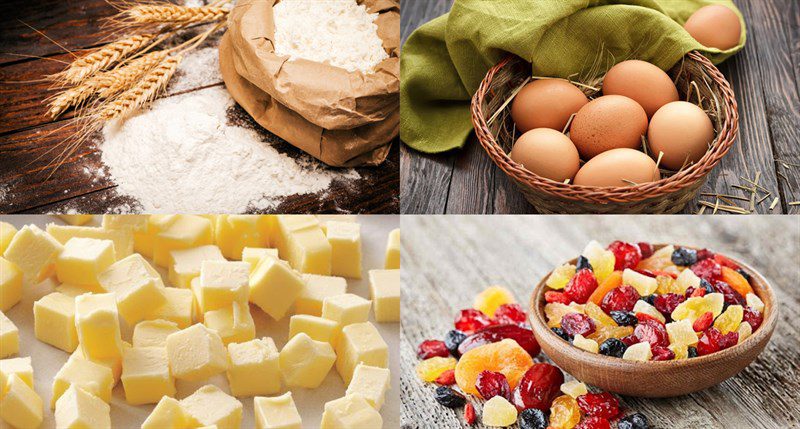 Ingredients for stollen cake - German-style Christmas bread