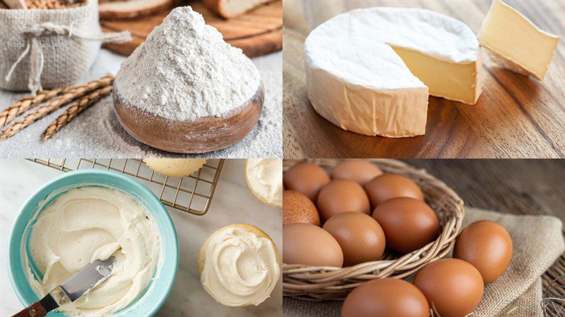 Ingredients for cheese sponge cake using an air fryer