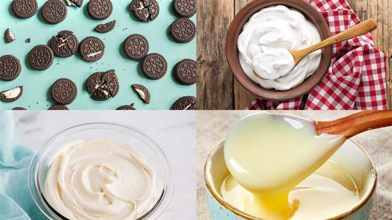 Ingredients for no-bake oreo cheesecake