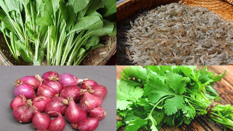 Ingredients for the sweet cabbage soup with river shrimp