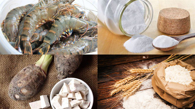 Ingredients for the dish of shrimp cake with taro