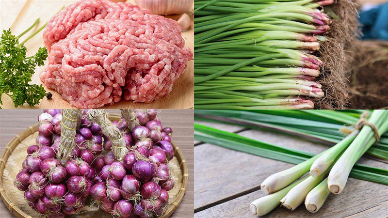 Ingredients for stir-fried minced meat with lemongrass