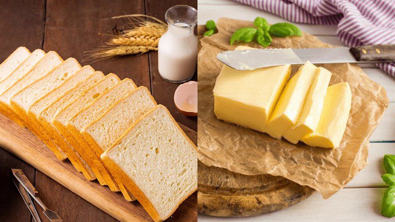 Ingredients for butter sugar bread made with an air fryer