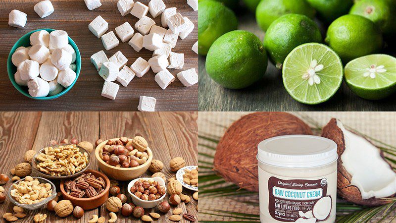 Ingredients for coconut milk lime nougat candy