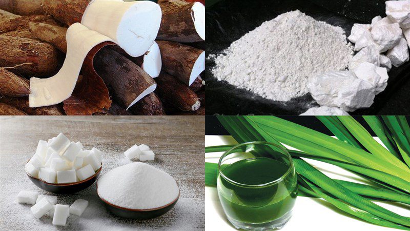 Ingredients for pandan-flavored cassava jam