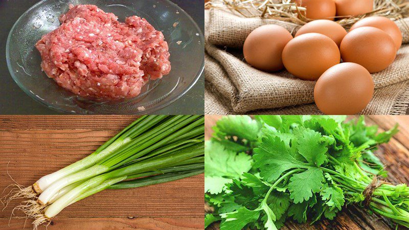 Ingredients for the dish of fried eggs with beef