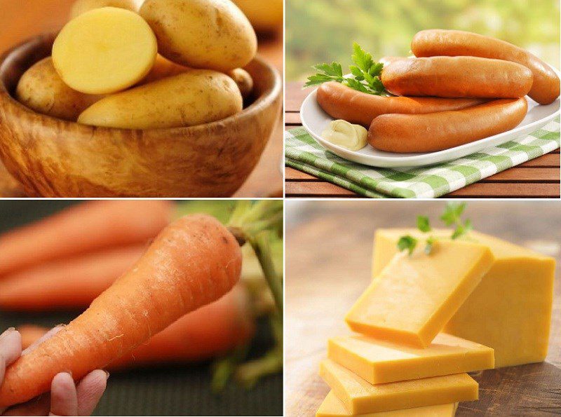 Ingredients for oven-baked vegetable sausage dish