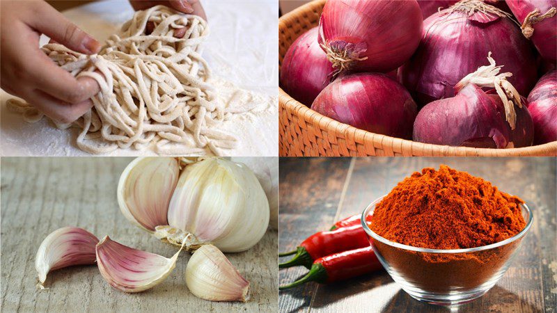 Ingredients for spicy stir-fried udon noodles