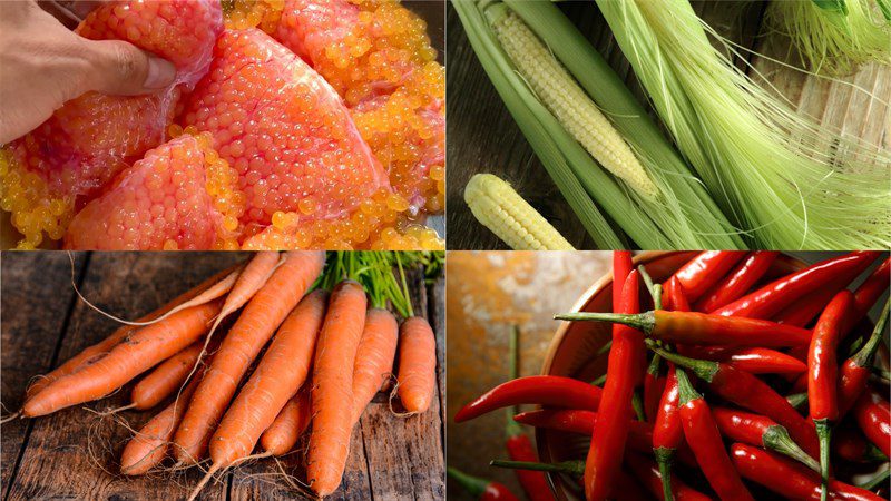 Ingredients for the dish how to make steamed fish roe with five colors